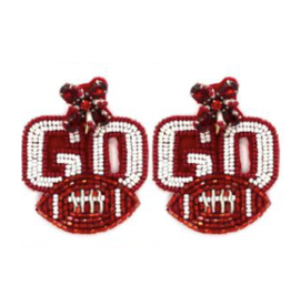 Fan Glam Fan Glam Crimson Beaded Go Football Dangles