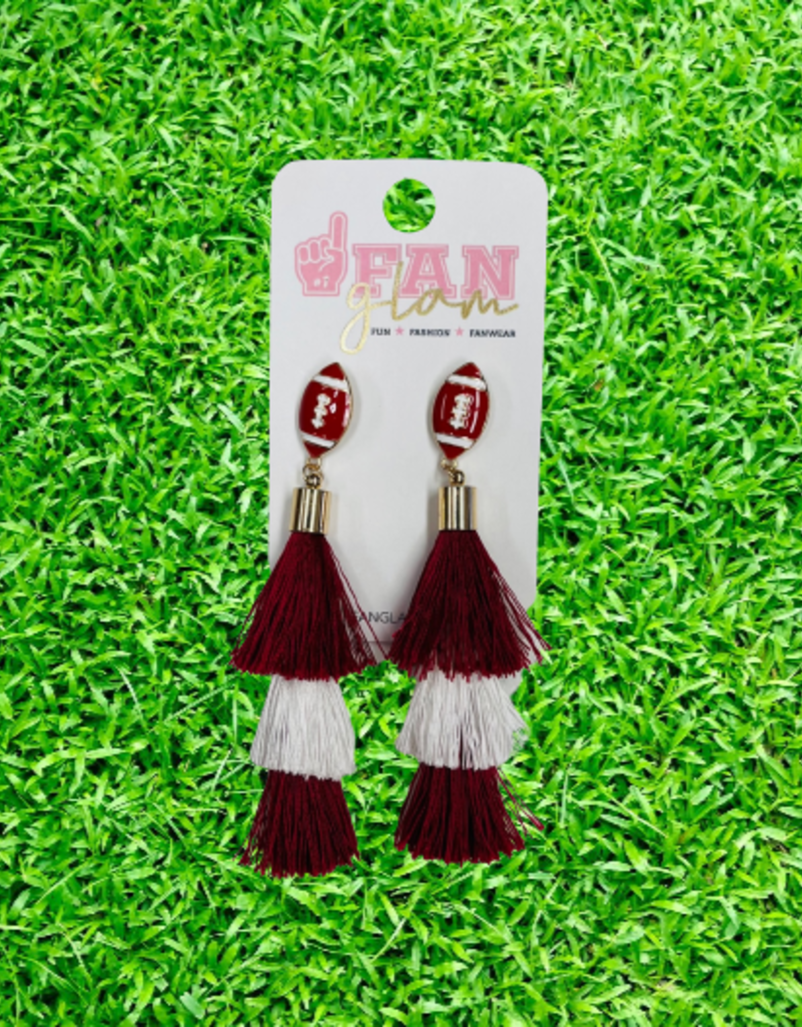 Fan Glam Fan Glam Football Stud Tassel Earrings