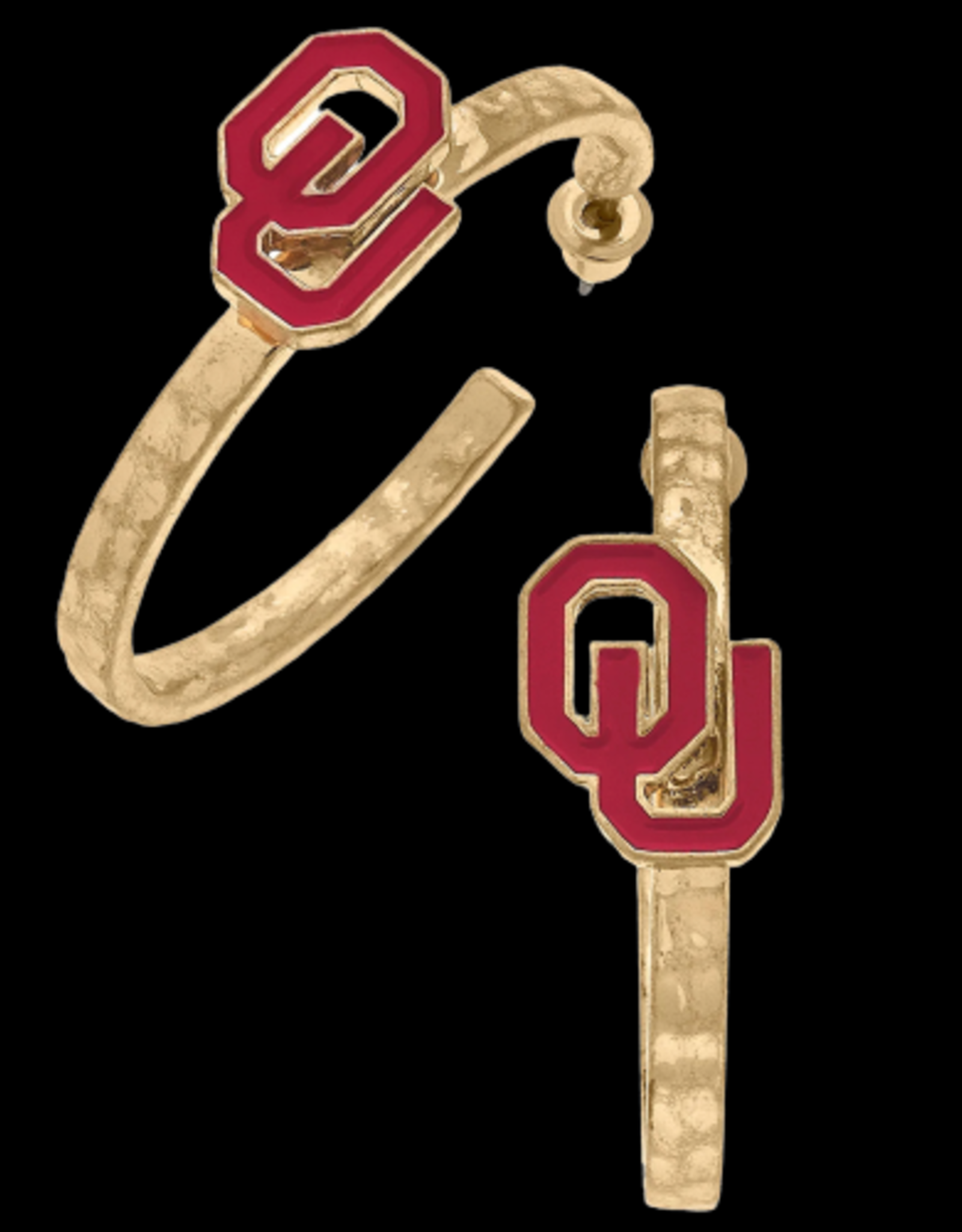 Canvas OU Enamel Logo Hoop Earrings