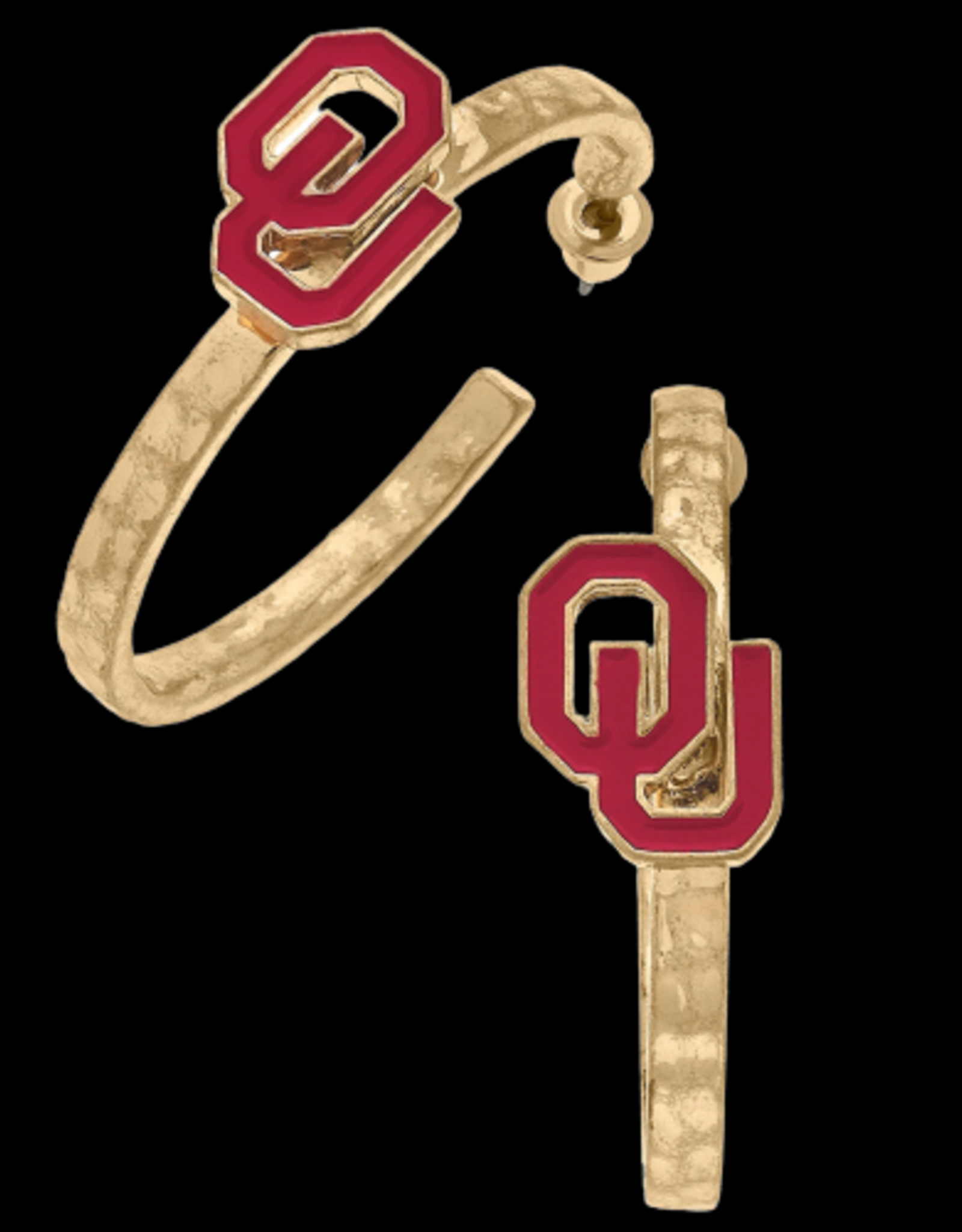 Oklahoma Sooners Enamel Drop Hoop Earrings