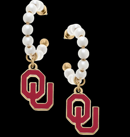 Oklahoma Sooners Enamel Drop Hoop Earrings