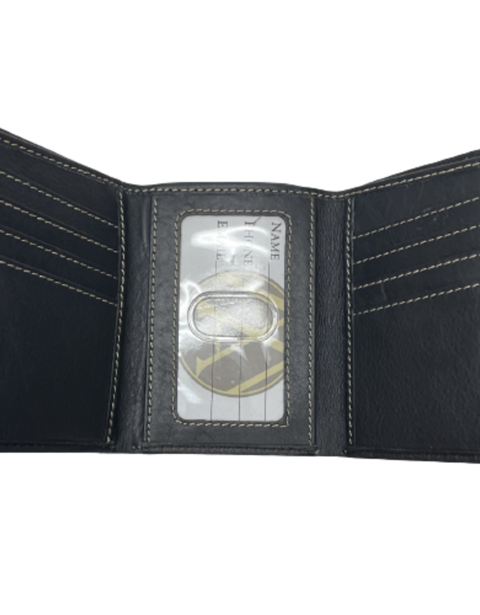 MCM Brands OU Contrast Stitch Leather Trifold Wallet Black