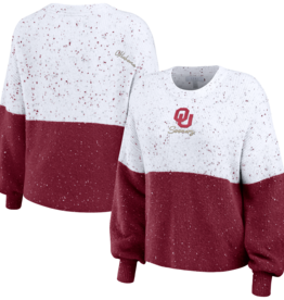 Wear By Erin Andrews Womens OU Sooner Colorblock Script Sweater