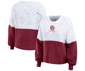 Womens OU Sooner Colorblock Script Sweater Balfour of Norman