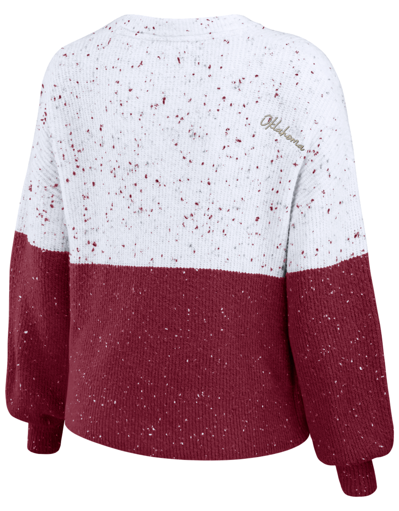 Wear By Erin Andrews Womens OU Sooner Colorblock Script Sweater