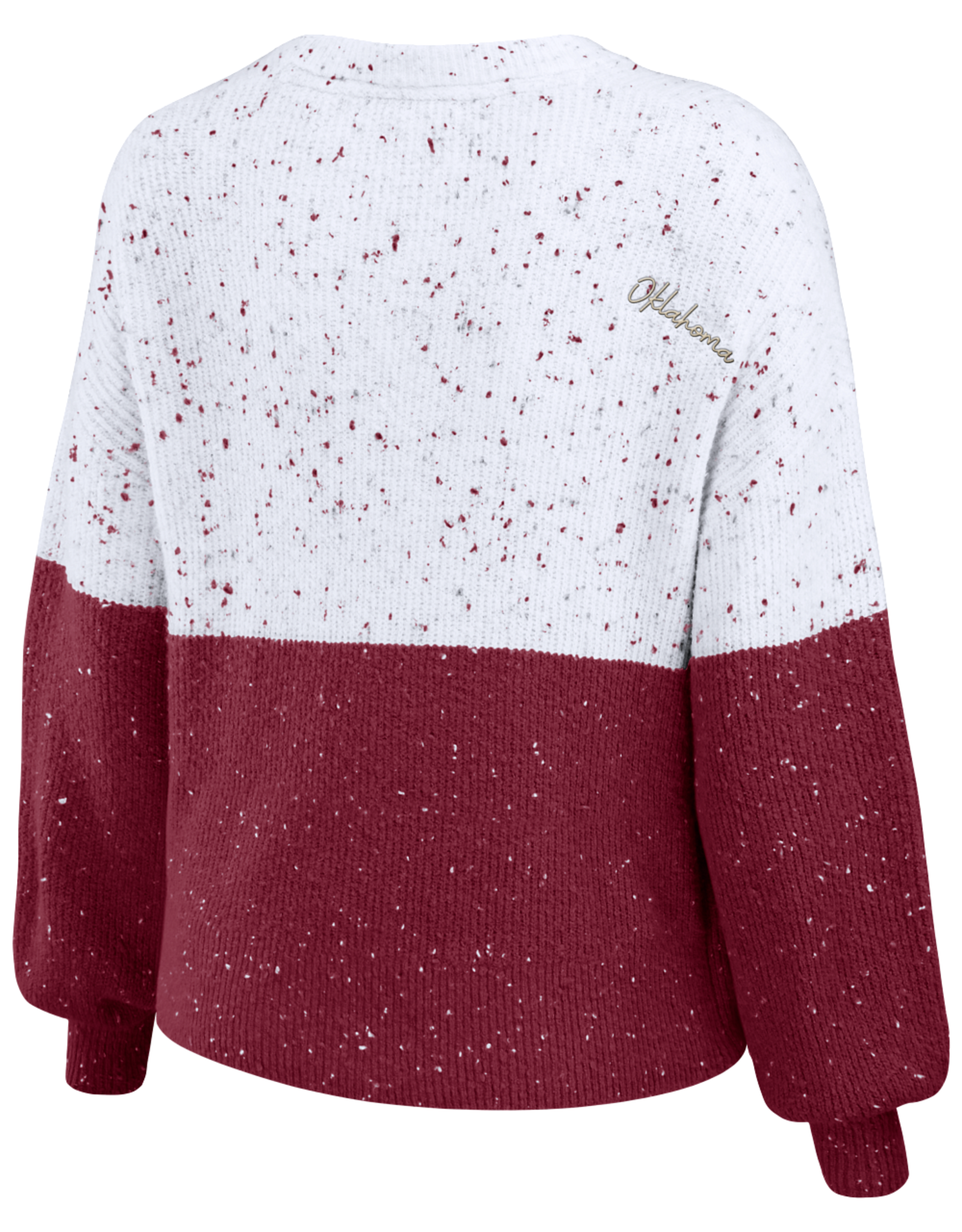 Wear By Erin Andrews Womens OU Sooner Colorblock Script Sweater