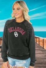 Gameday Couture Womens Oklahoma Vintage Studded Pullover