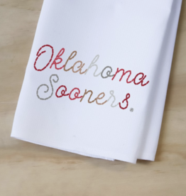 Little Birdie Oklahoma Sooners Stitched Script Tea Towel