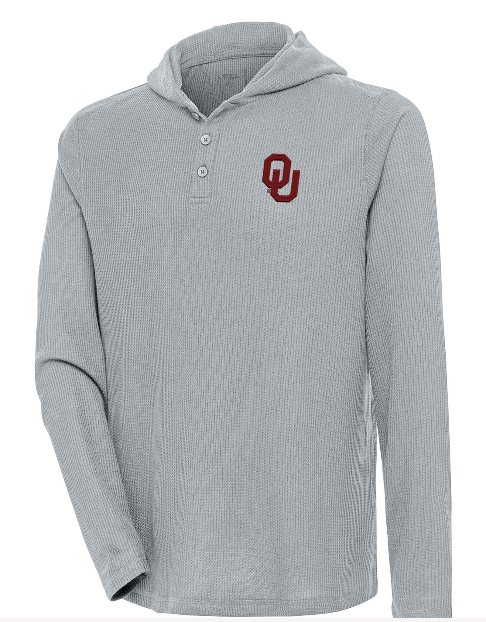 Antigua Mens OU Strong Hold Waffle Hoodie Tee