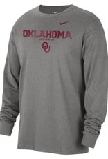 Nike Men's Nike Oklahoma Sooners Gray Classic Long-sleeve Crewneck Tee