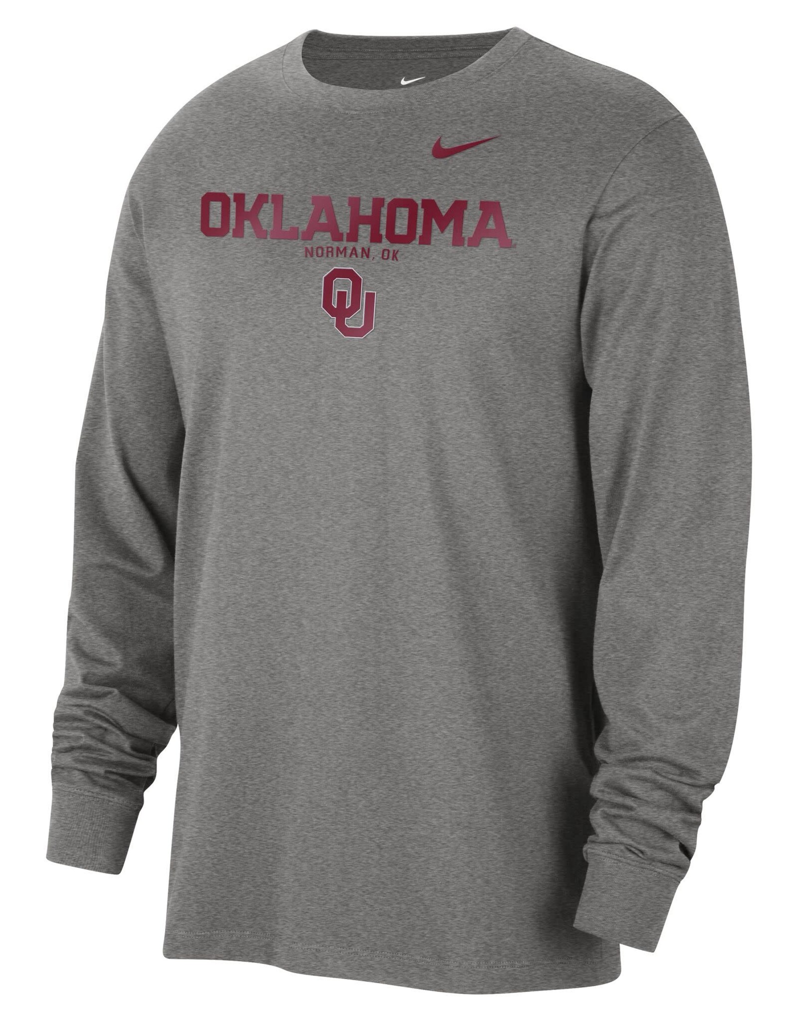 Nike Men's Nike Oklahoma Sooners Gray Classic Long-sleeve Crewneck Tee