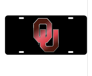 Wincraft OU Crimson & Silver/Black Mirrored License Plate