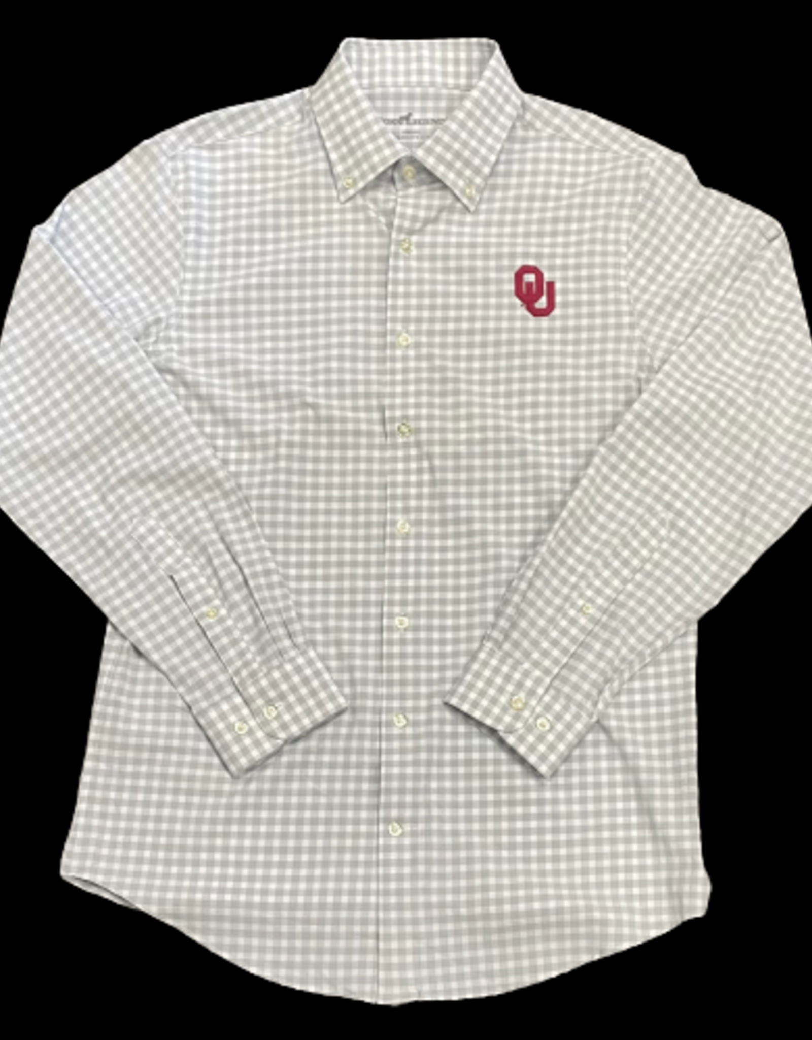 Horn Legend Mens OU Grey/White Check Dress Shirt