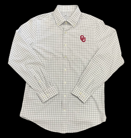 Horn Legend Mens OU Grey/White Check Dress Shirt