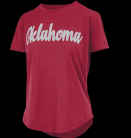 Pressbox Women's Oklahoma Silver Script Sequins Top