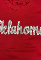 Pressbox Women's Oklahoma Silver Script Sequins Top