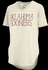 Pressbox Women's Chain Stitch Oklahoma Sooners  V-neck Knobi Top