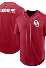Fanatics Men's OU Sooners Crimson Button-up Baseball Jersey