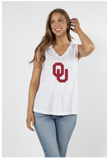 Chicka-d Women's OU White Sunkissed Tank