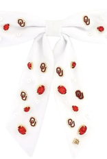 Brianna Cannon White Jeweled OU Bow Barette