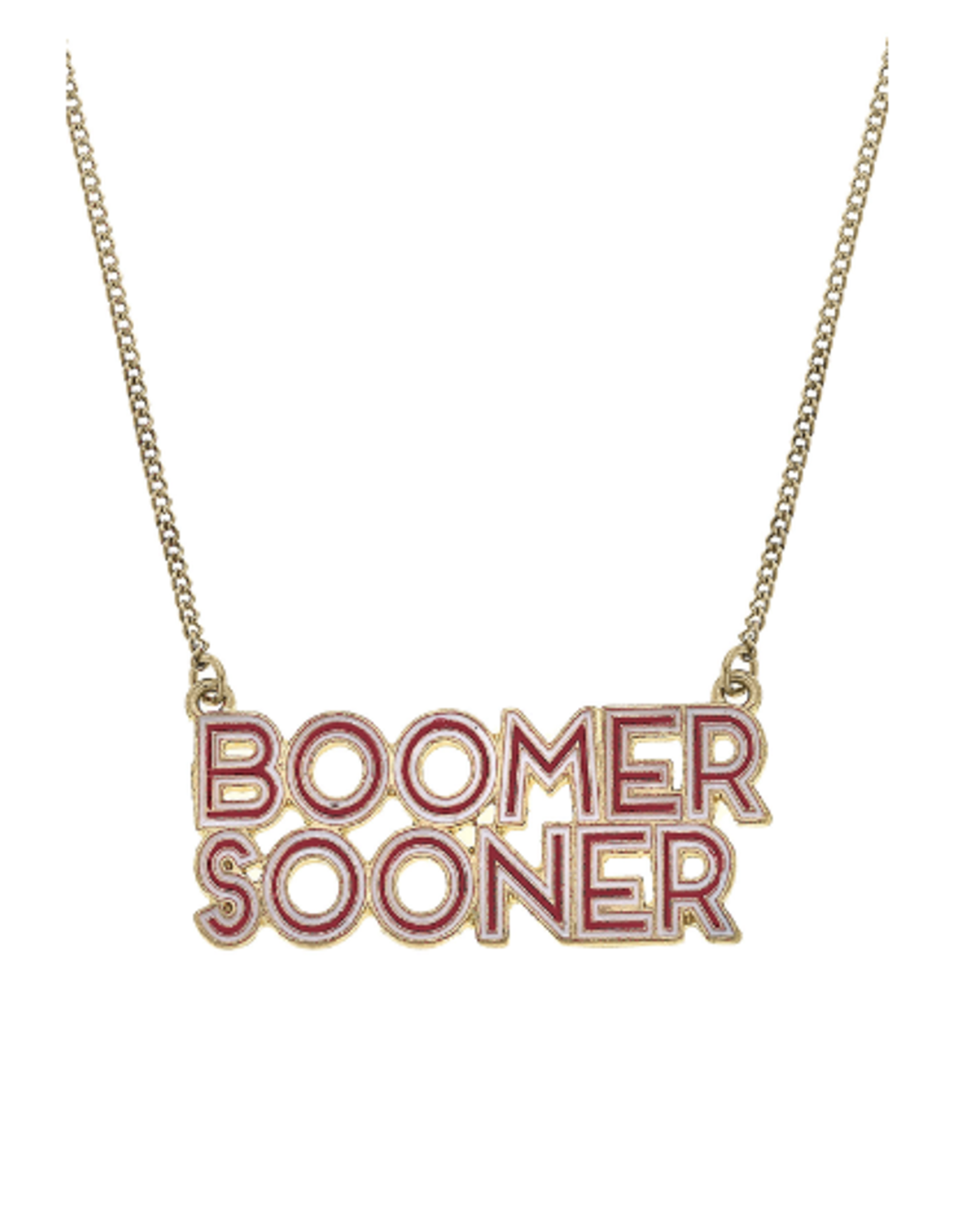 Canvas Boomer Sooner Enamel Necklace w/ 16" Adjustable Chain
