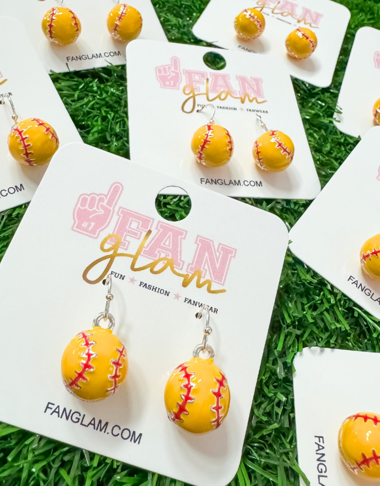 Fan Glam Fan Glam Softball Enamel Dangle Earrings