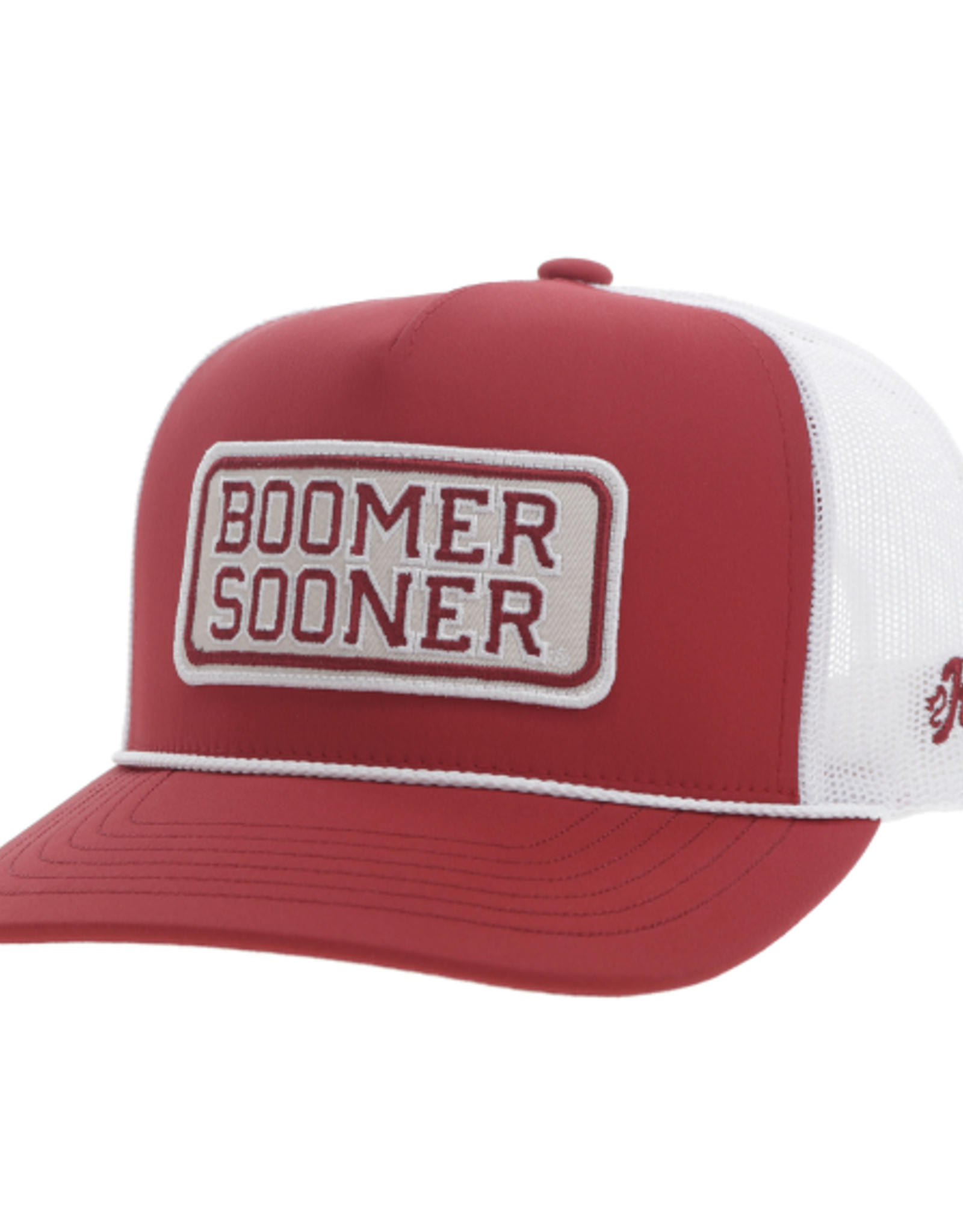 Hooey Boomer Sooner Patch Crimson Front Trucker Hooey Hat