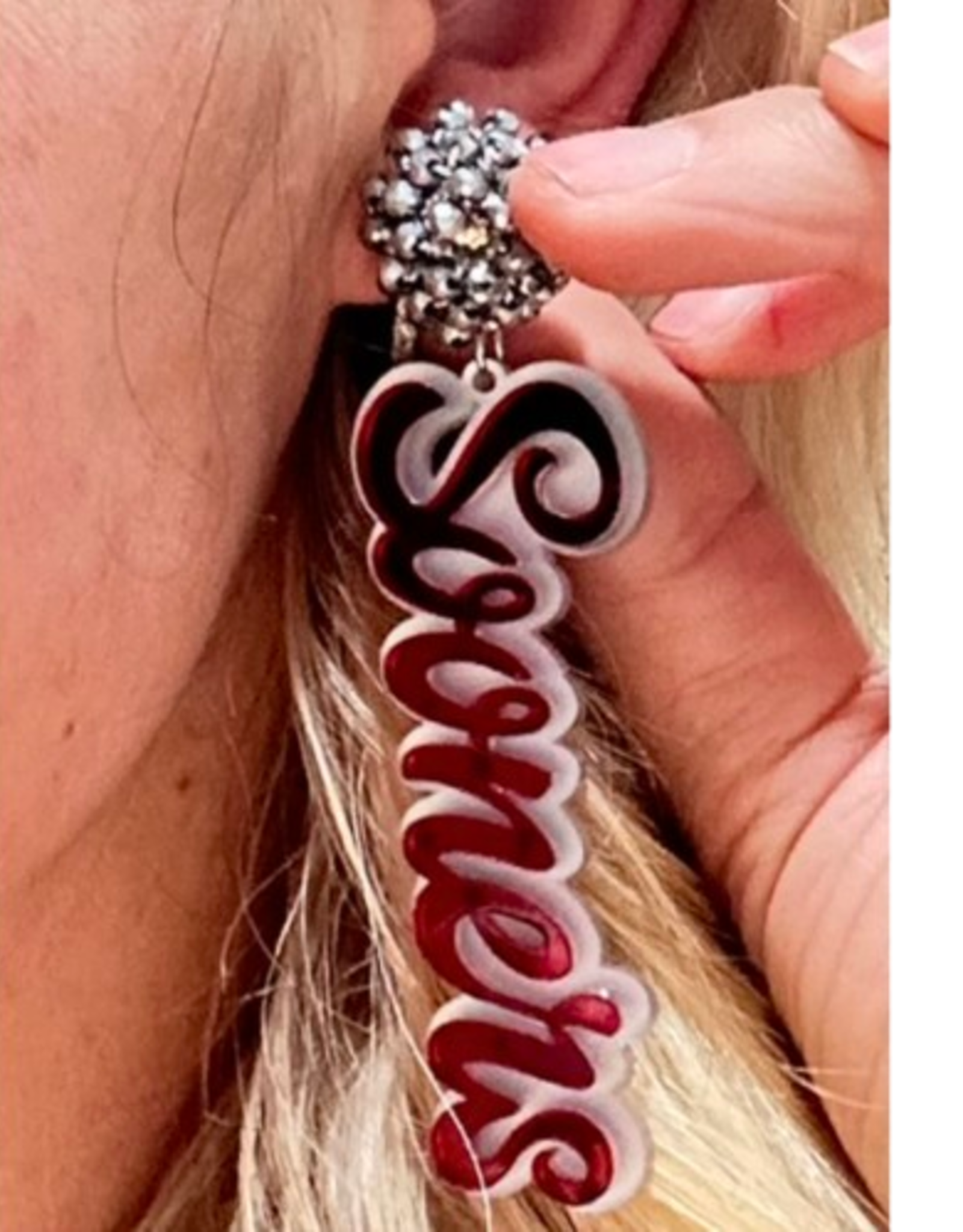 Fan Glam Sooners Script Silver Bead Topper