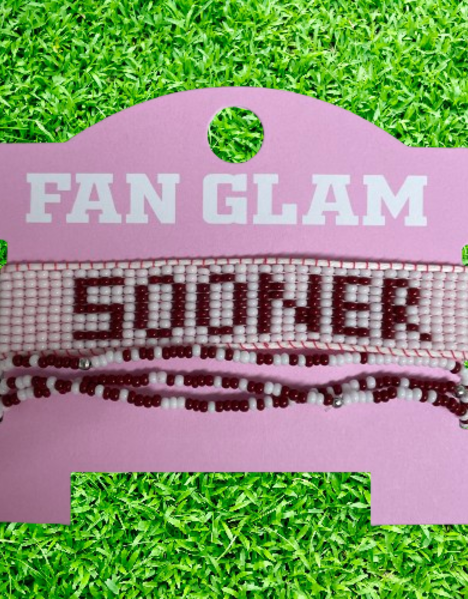 Fan Glam Fan Glam Sooner Beaded Tassle Stack Bracelet