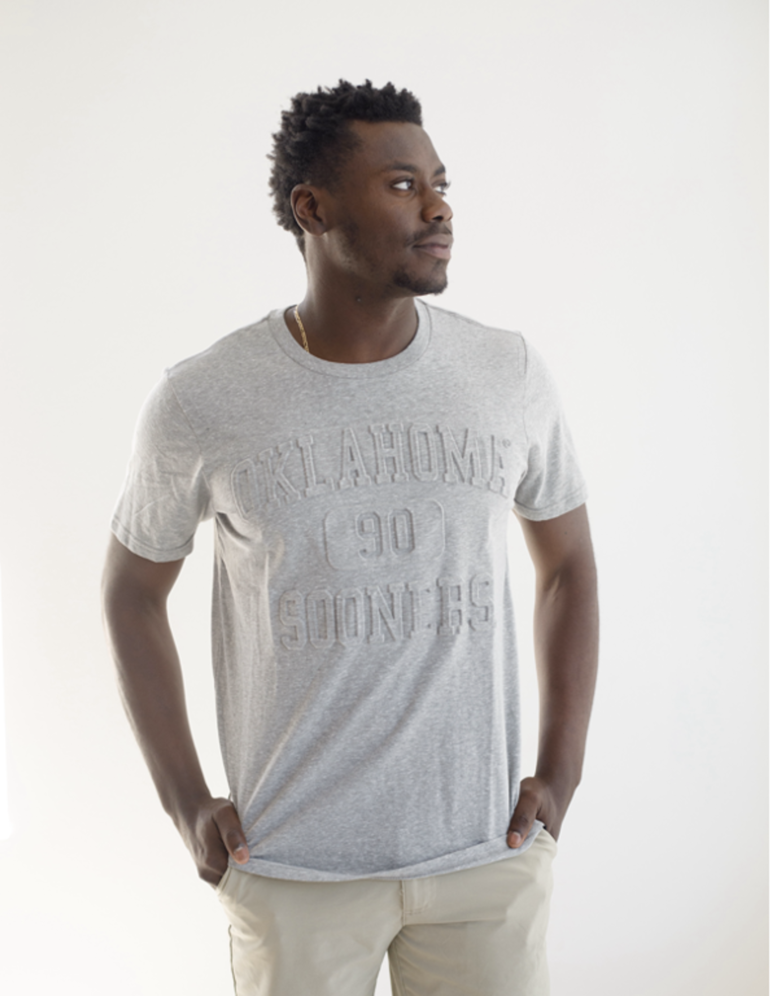 Gameday Social Mens Oklahoma 90 Embossed Tee
