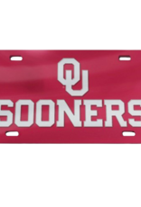 WinCraft Silver OU Sooners on Crimson Mirrored Acrylic License Plate