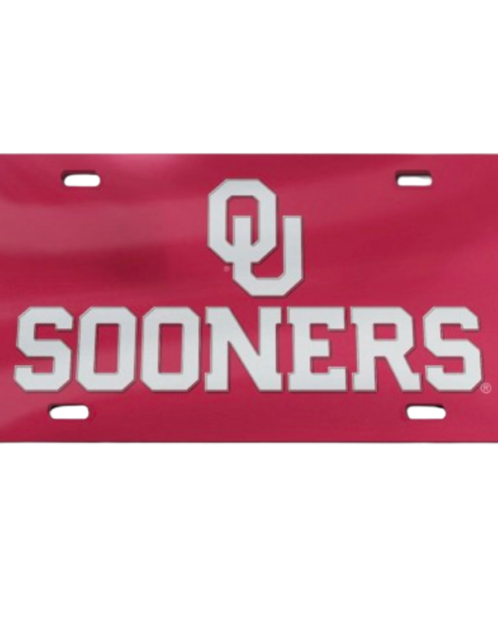 WinCraft Silver OU Sooners on Crimson Mirrored Acrylic License Plate