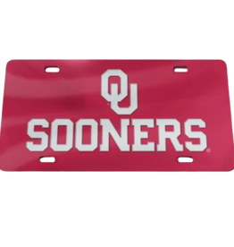 WinCraft Silver OU Sooners on Crimson Mirrored Acrylic License Plate