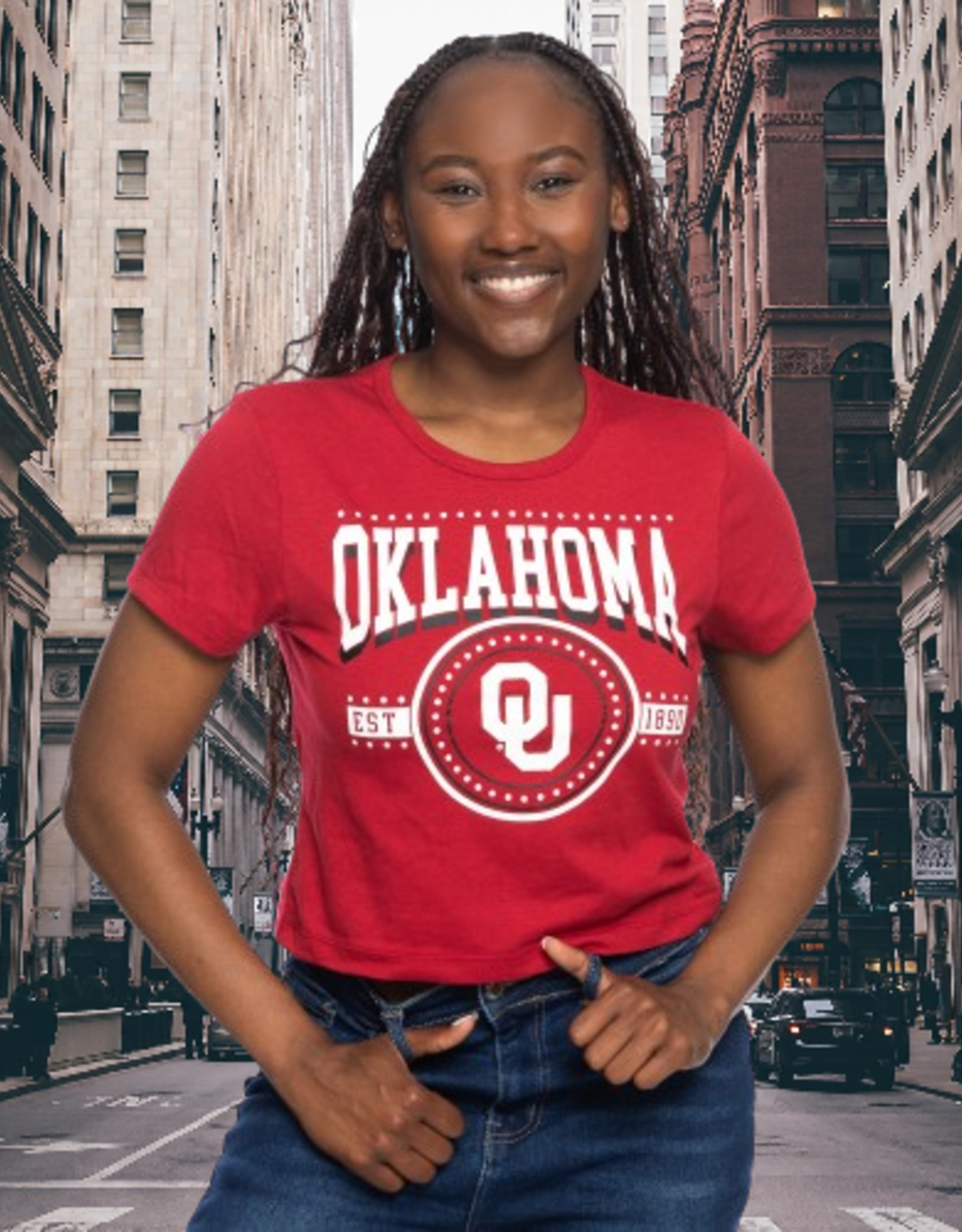Womens Oklahoma Circle OU Crop Top