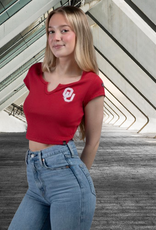 Hype & Vice Womens Cali OU Knit Tee Crimson