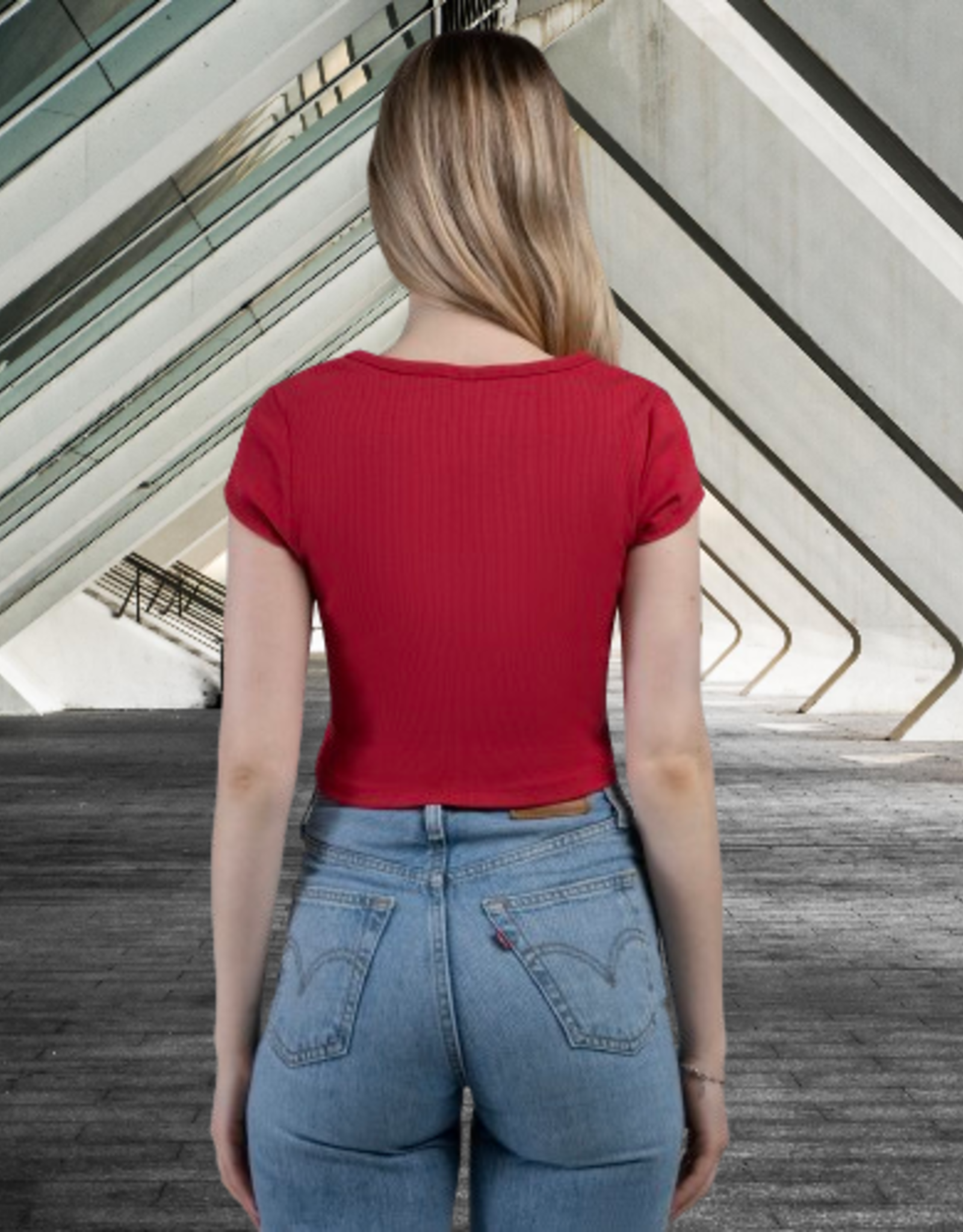 Hype & Vice Womens Cali OU Knit Tee Crimson