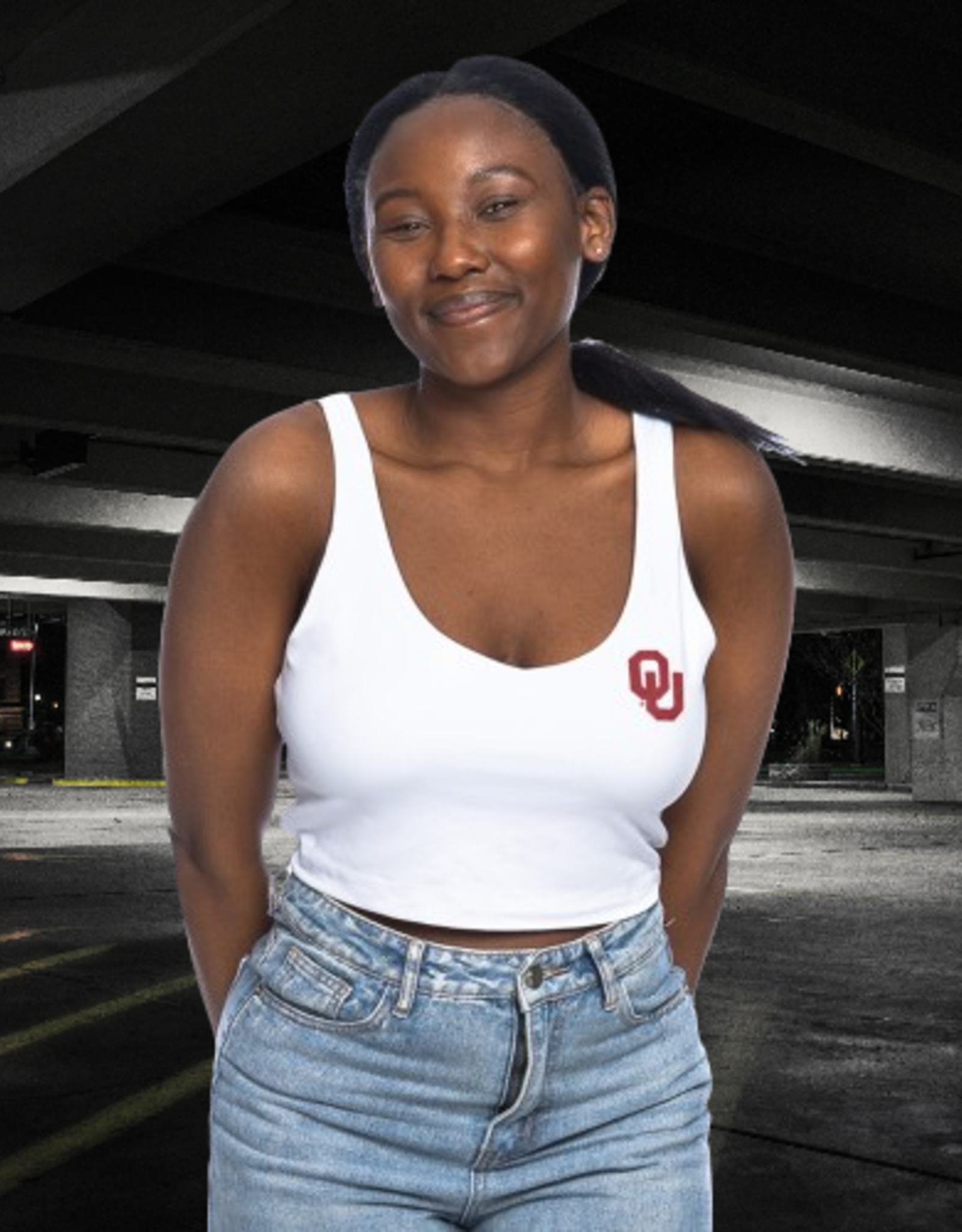 ZooZatz Womens OU White V-Neck Tank