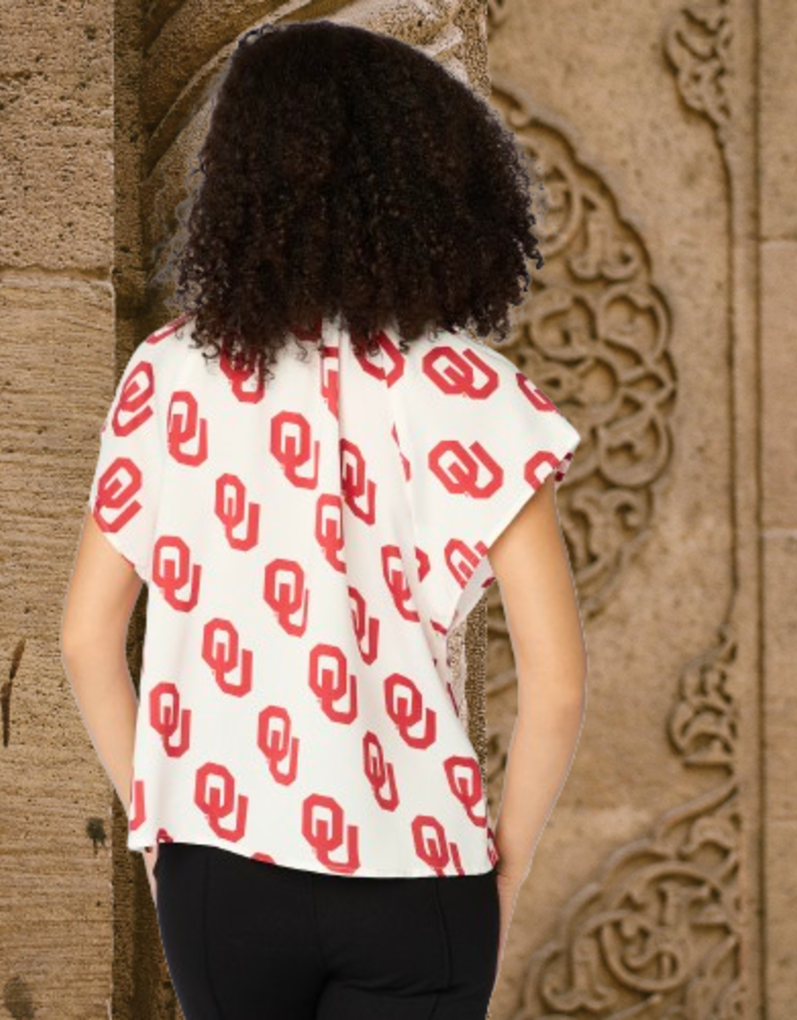 Stewart Simmons Women's OU All Over Print Poly Blouse