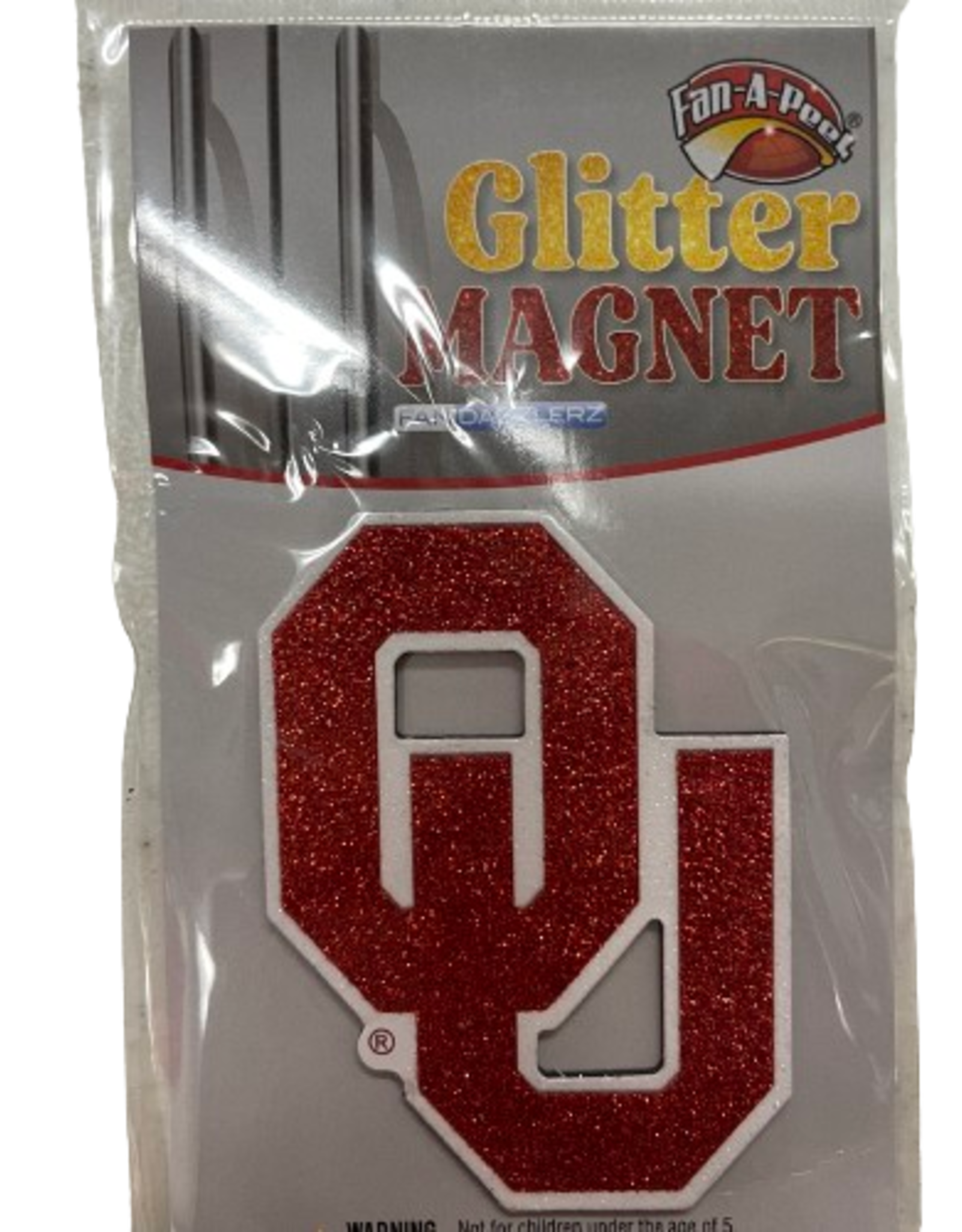 Fan-A-Peel OU Glitter Magnet 2 1/8"x3"