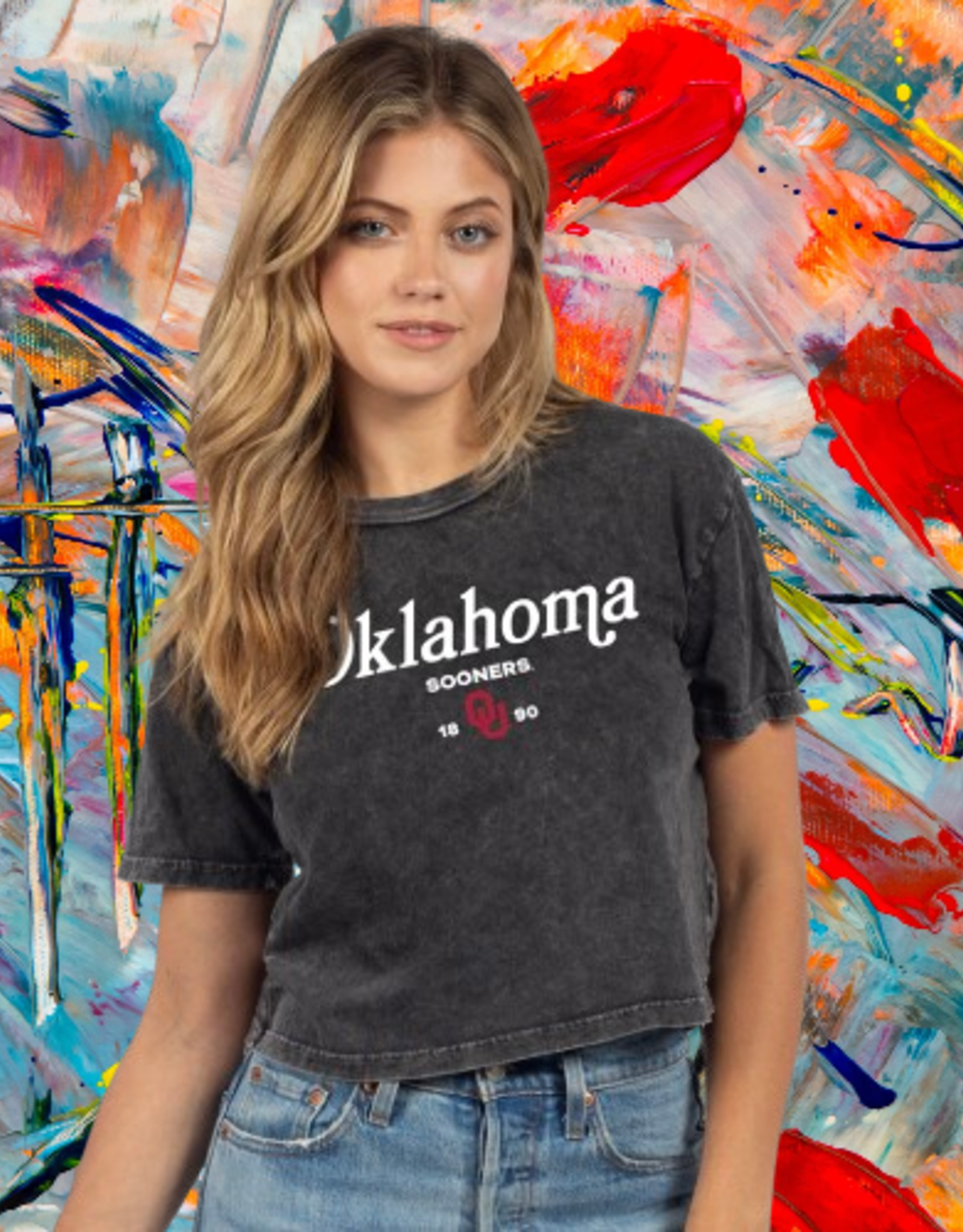 Chicka-d Womens OU Short 'N Sweet Graphite Tee