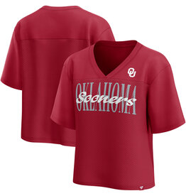 Fanatics Women's Oklahoma Tall Script Overlay Mesh Top