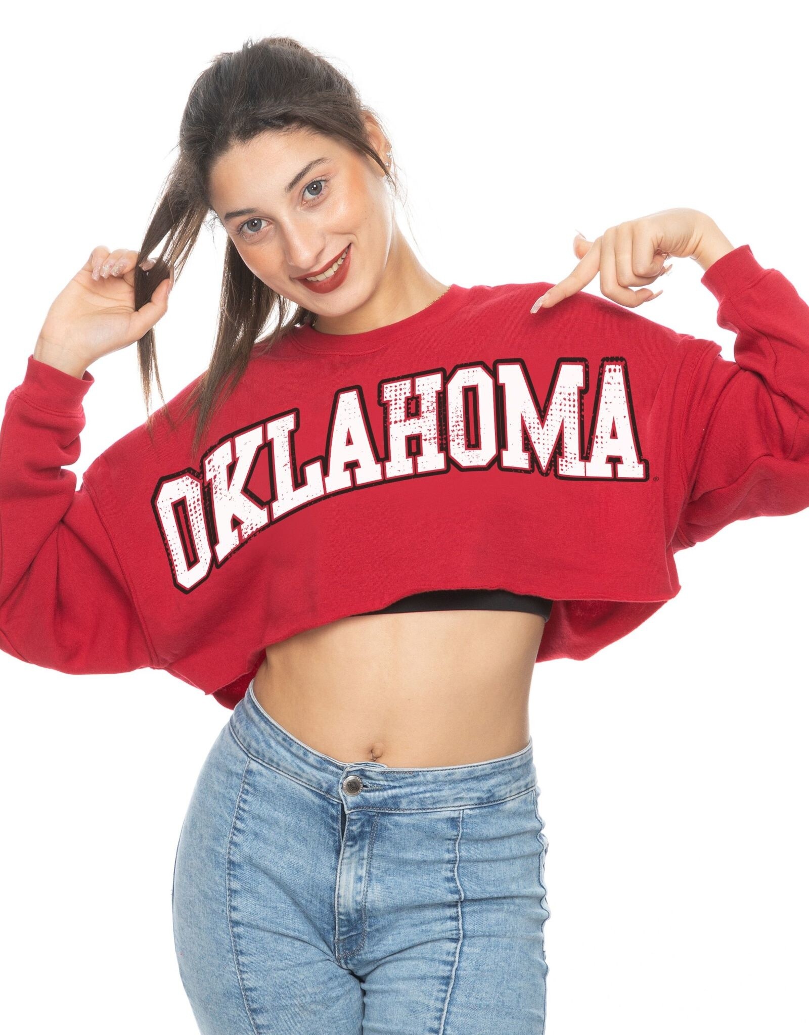 ZooZatz Women's Big Print Uber Crop Top LS