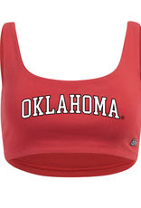 Hype & Vice Women's Crimson Oklahoma Scoop Neck Crop Top