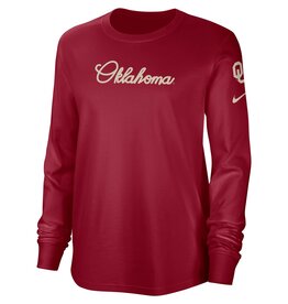 Nike Women's Nike Crimson Oklahoma Letterman Cotton L/S Tee