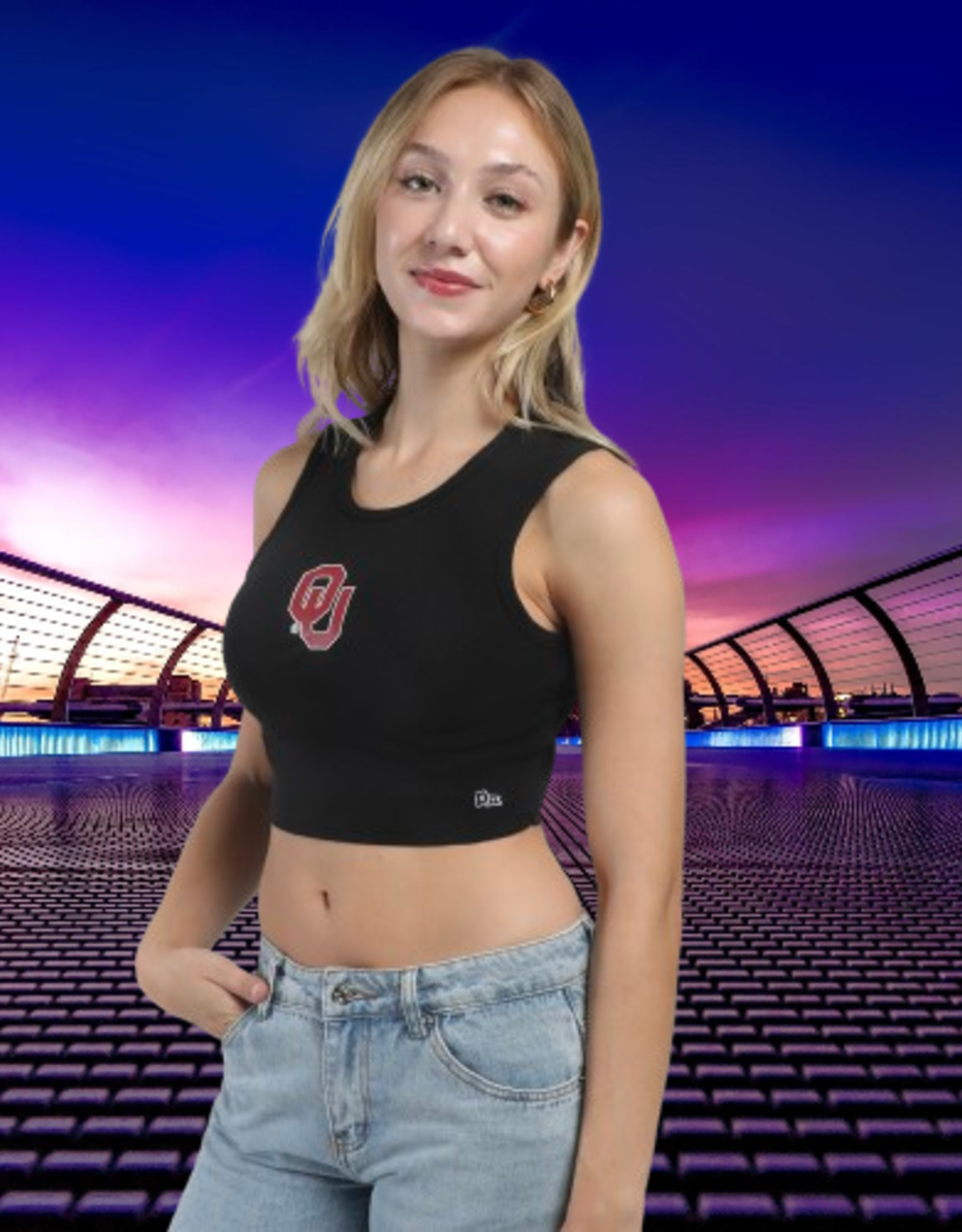 Hype & Vice Women's Black OU Cut Off Tank