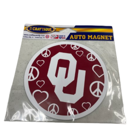 Craftique Crimson Peace, Love OU Magnet 5"