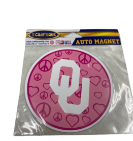 Craftique Pink Peace, Love OU Magnet 5"