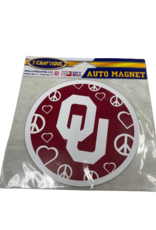 Craftique Crimson Peace, Love OU Magnet 5"