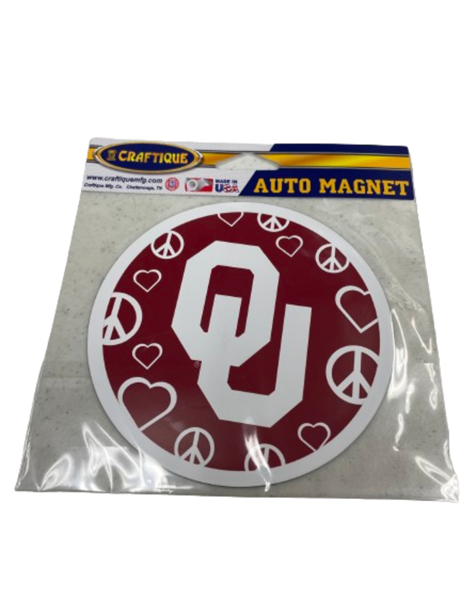 Craftique Crimson Peace, Love OU Magnet 5"