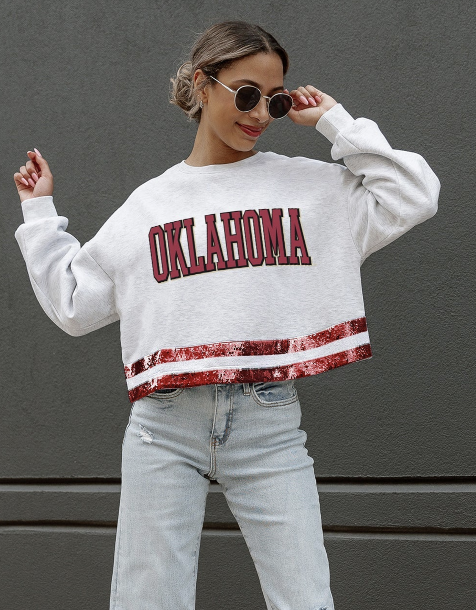 Gameday Couture Womens  Waist Length Shimmer Stripe Top